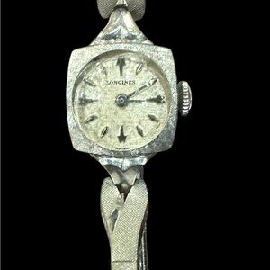 Longines Women's Silver Watch with Textured Dial